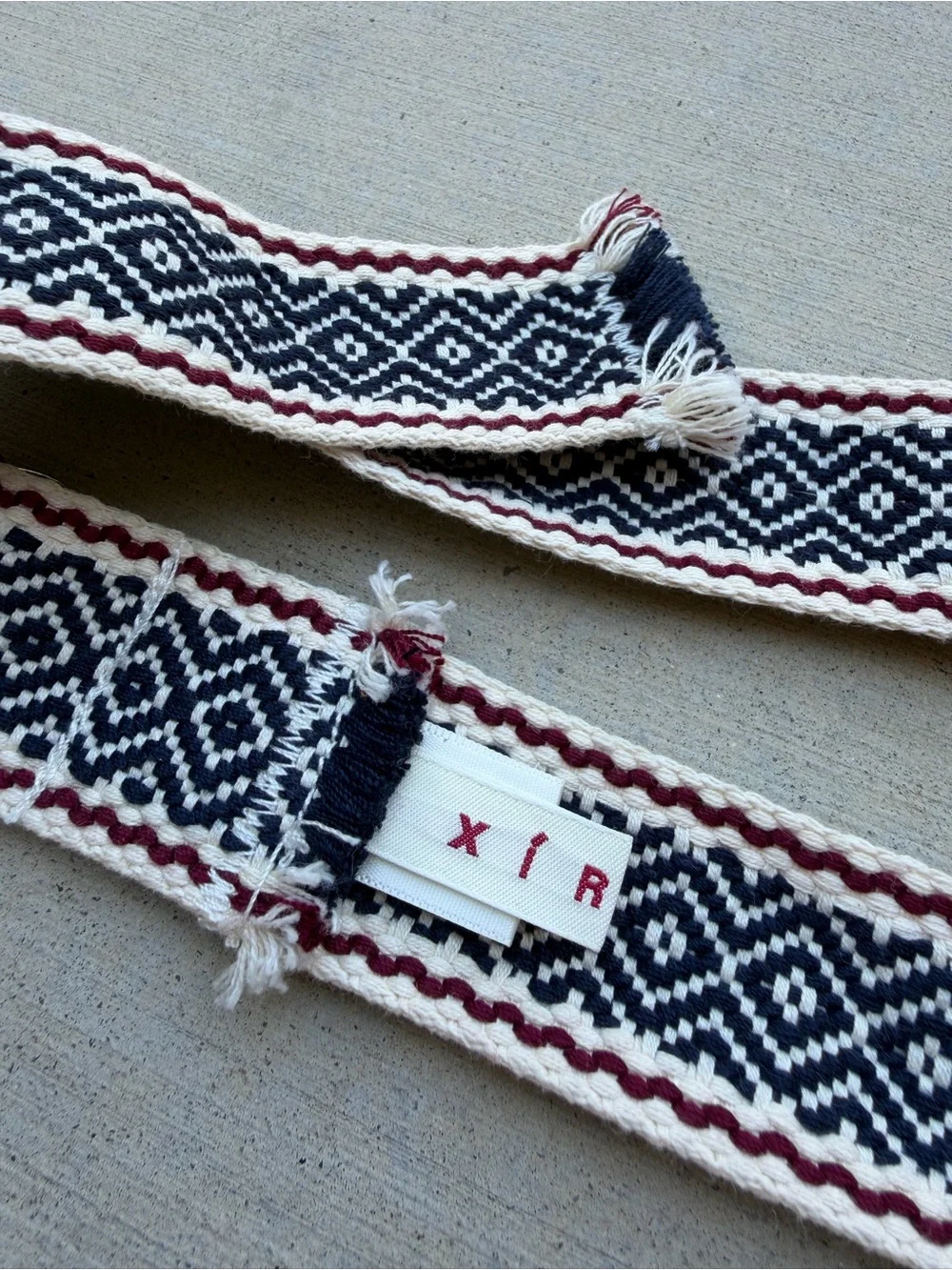 XiRENA Navy, Cream & Burgundy Woven D-Ring Belt